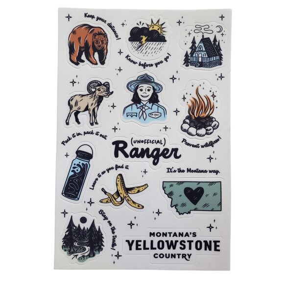 Yellowstone Sticker Set Decals Montana Big Sky Wildlife Park Ranger Outdoor NEW - Picture 3 of 3